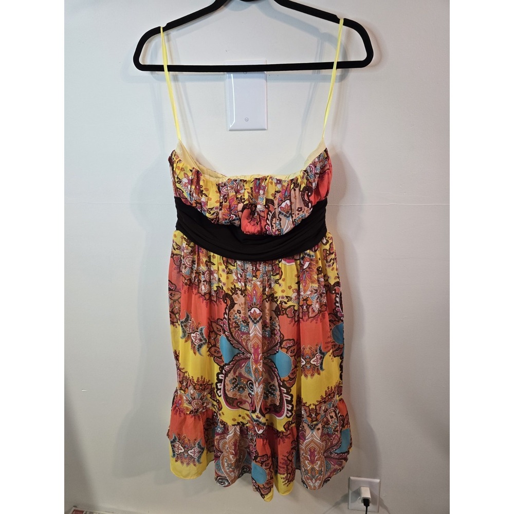 Pura Vida Y2K Festival Mini Dress Size 10 Colorful Paisley Strapless Vacation